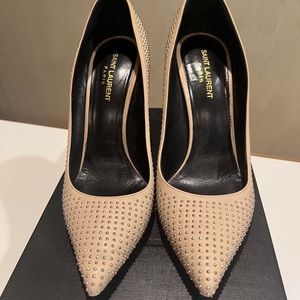 Saint Laurent Mat Napa/Microborchie Nude Pumps Size 41